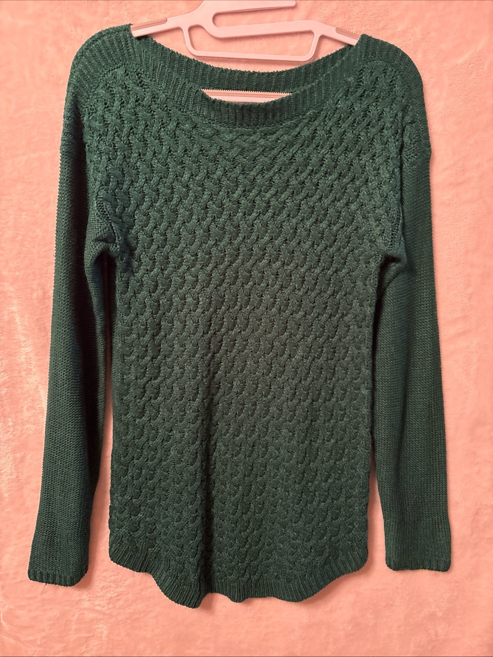 It's Our Time Deep Green Cable Knit Scoopneck Sweater